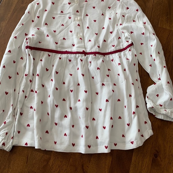 Girls brand new tunic top, white with red hearts - Picture 3 of 3